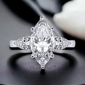 Certified 4ct. t.w. Diamond Moissanite Marquise Pear Cut Wedding Ring VVS1
